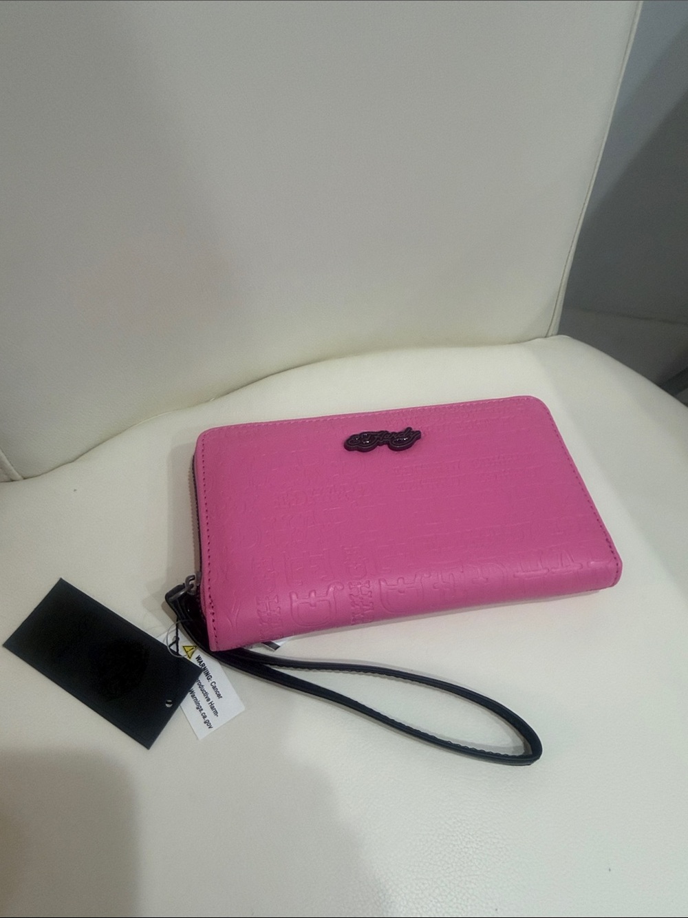 Ed Hardy Pink & Black Zip-Around Wristlet Wallet
